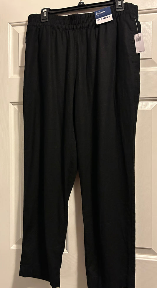 #35 old navy black linen straight pants NWT