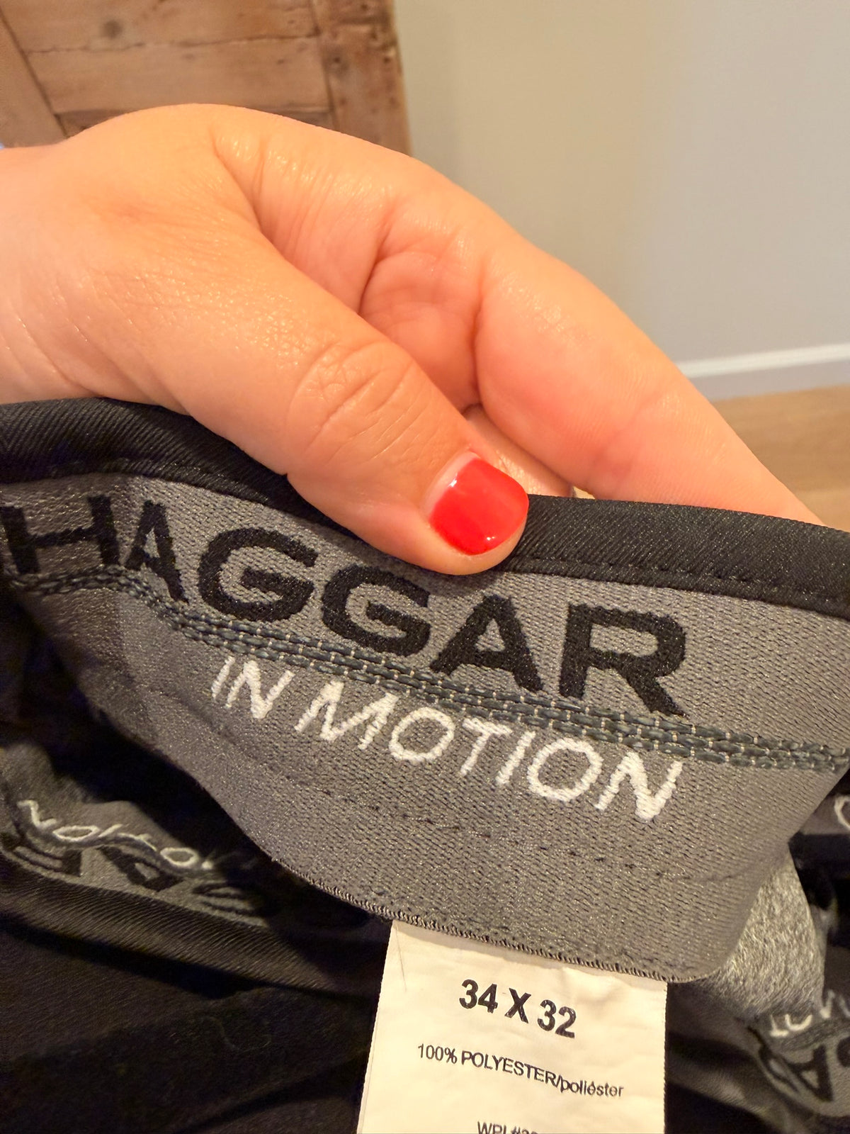 #85 Haggar In Motion Black Golf Athleisure-Business Pants, Men's 34x32