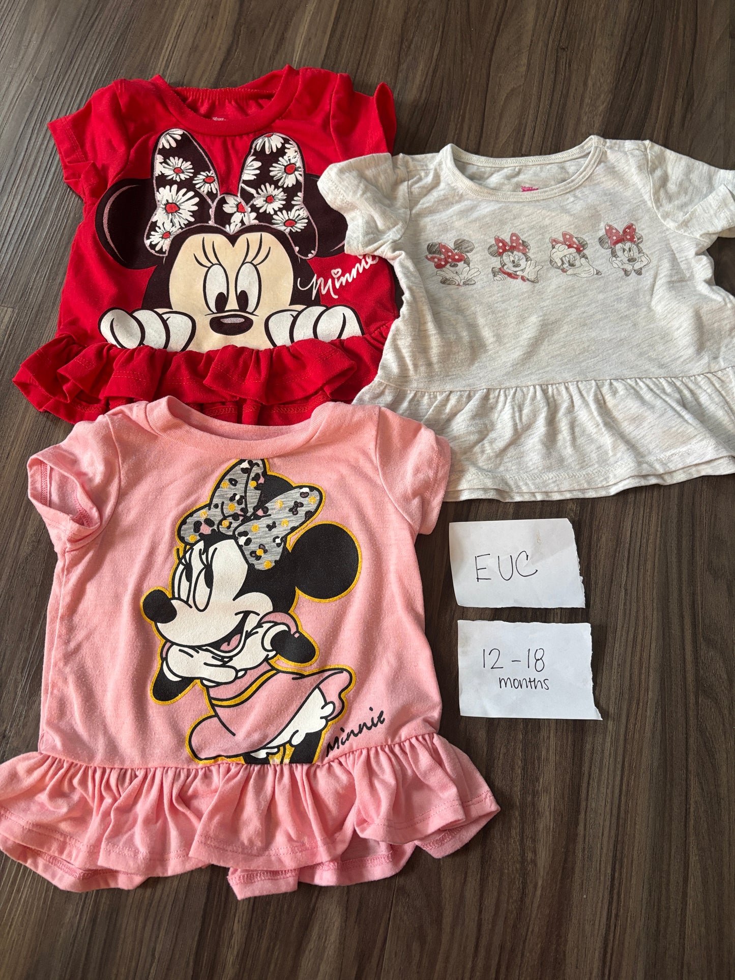 #138 - 12-18 Mo - EUC 3 Minnie Mouse Shirts - PU 45236
