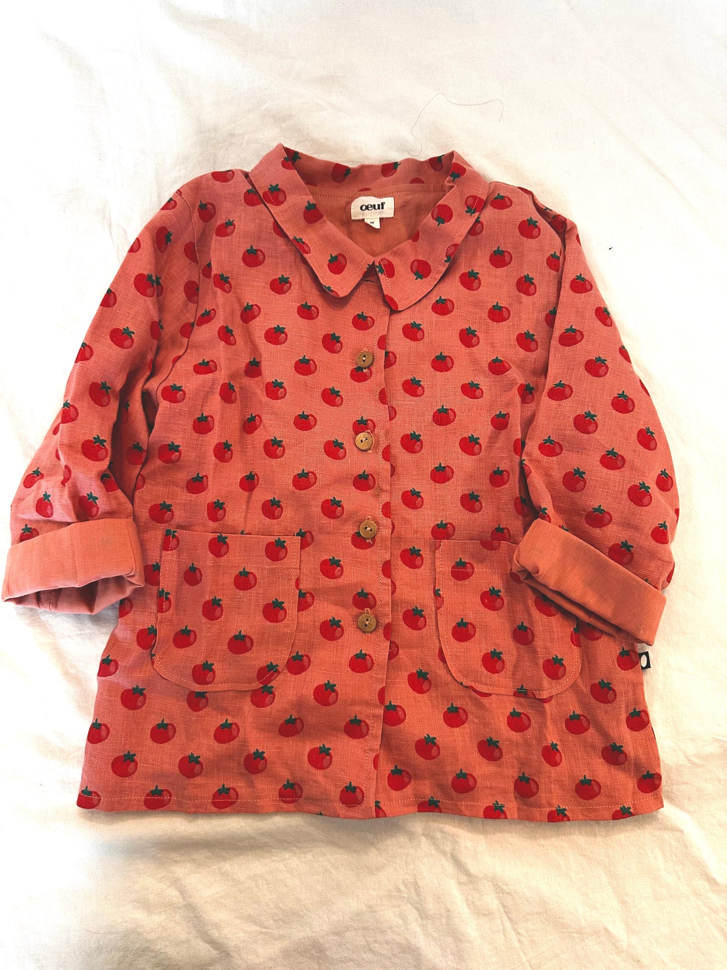 #30 Oeuf Tomato Linen Light Jacket - EUC - 4Y