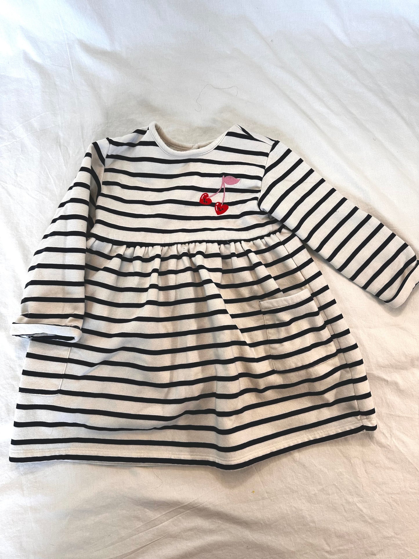 #30 Old Navy Stripe/Cherry Sweatshirt Dress - 3T GUC