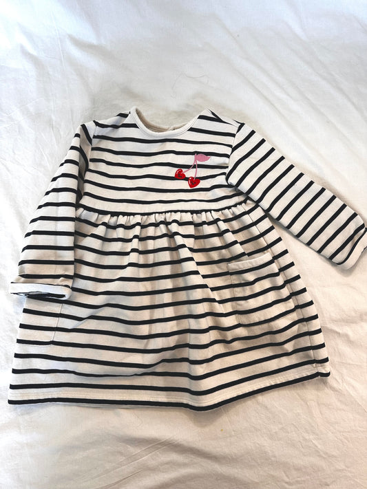 #30 Old Navy Stripe/Cherry Sweatshirt Dress - 3T GUC