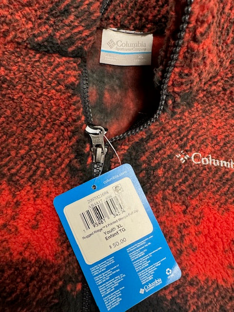#222 Youth XL Red Plaid Fleece (super soft/ fuzzy) Columbia NWT