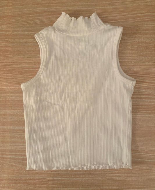 Seller 196 Girls Art Class Cropped Ribbed White Tank Top Size Small 6/7