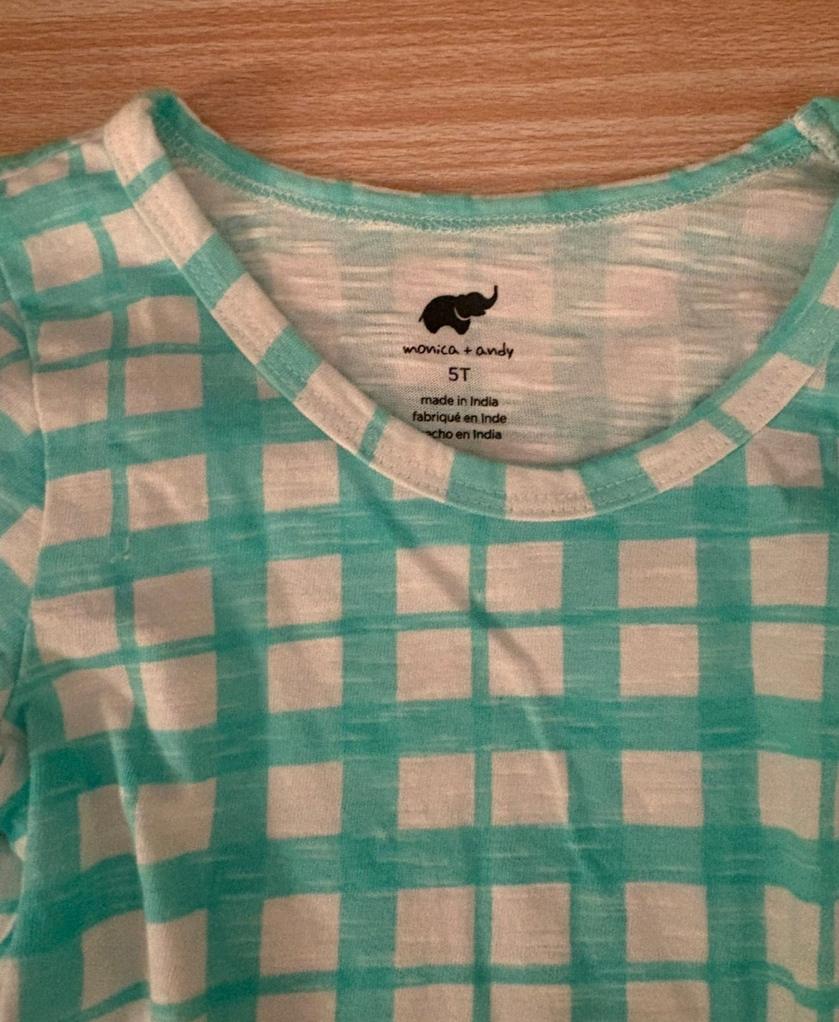 Seller 196 Girls Monica & Andy Plaid Teal and White Peplum Cotton Top Size 5T