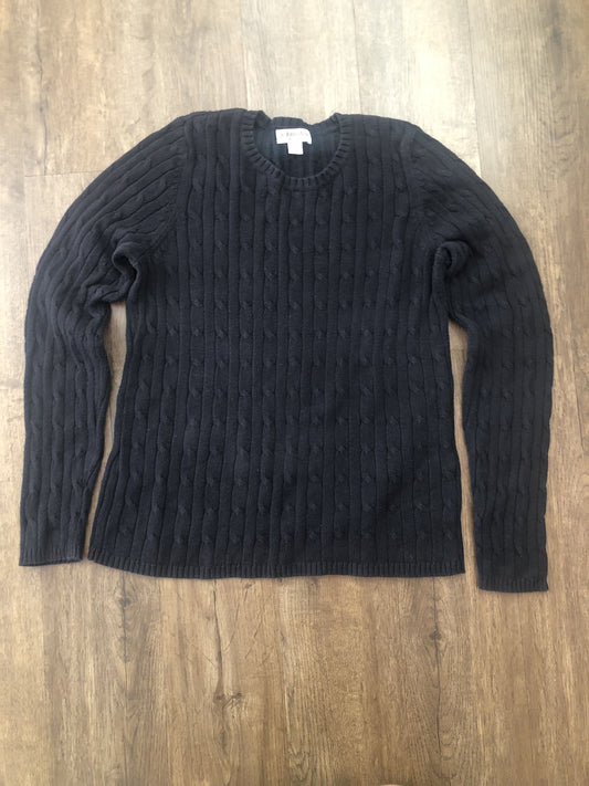 #124 Women's Black Cable Knit Sweater Size S