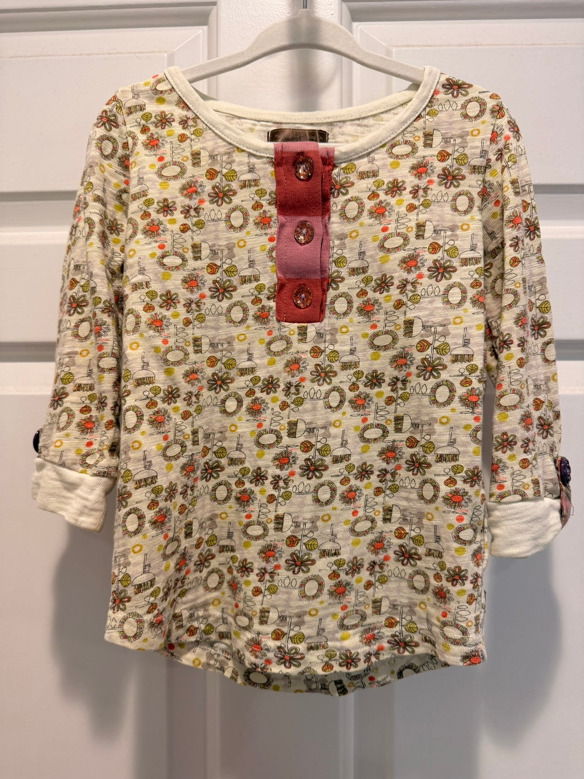 #85 Matilda Jane Natural 3/4 sleeve Shirt, Girls 2T