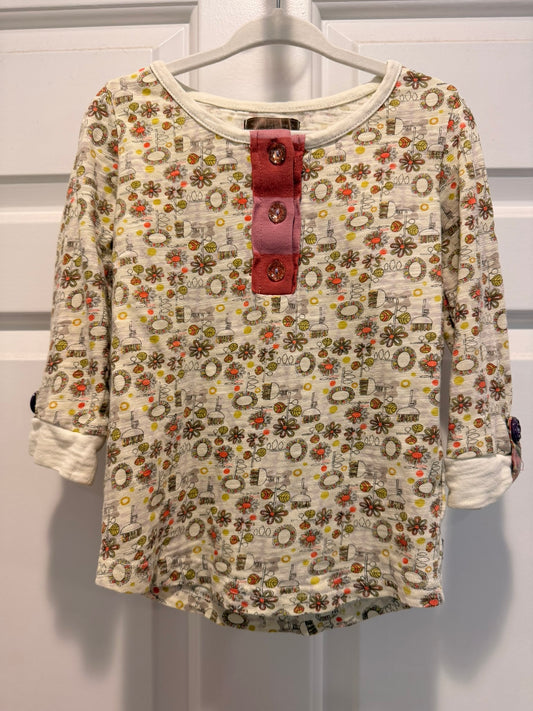 #85 Matilda Jane Natural 3/4 sleeve Shirt, Girls 2T