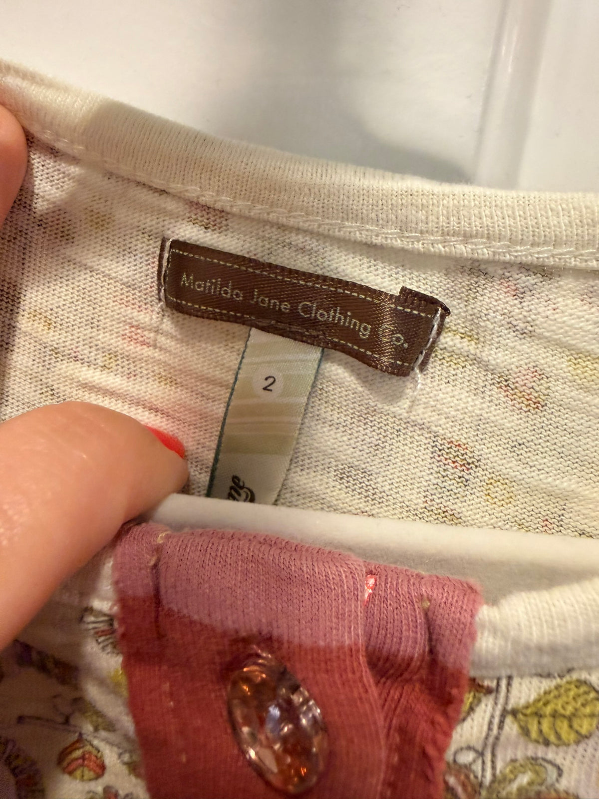 #85 Matilda Jane Natural 3/4 sleeve Shirt, Girls 2T
