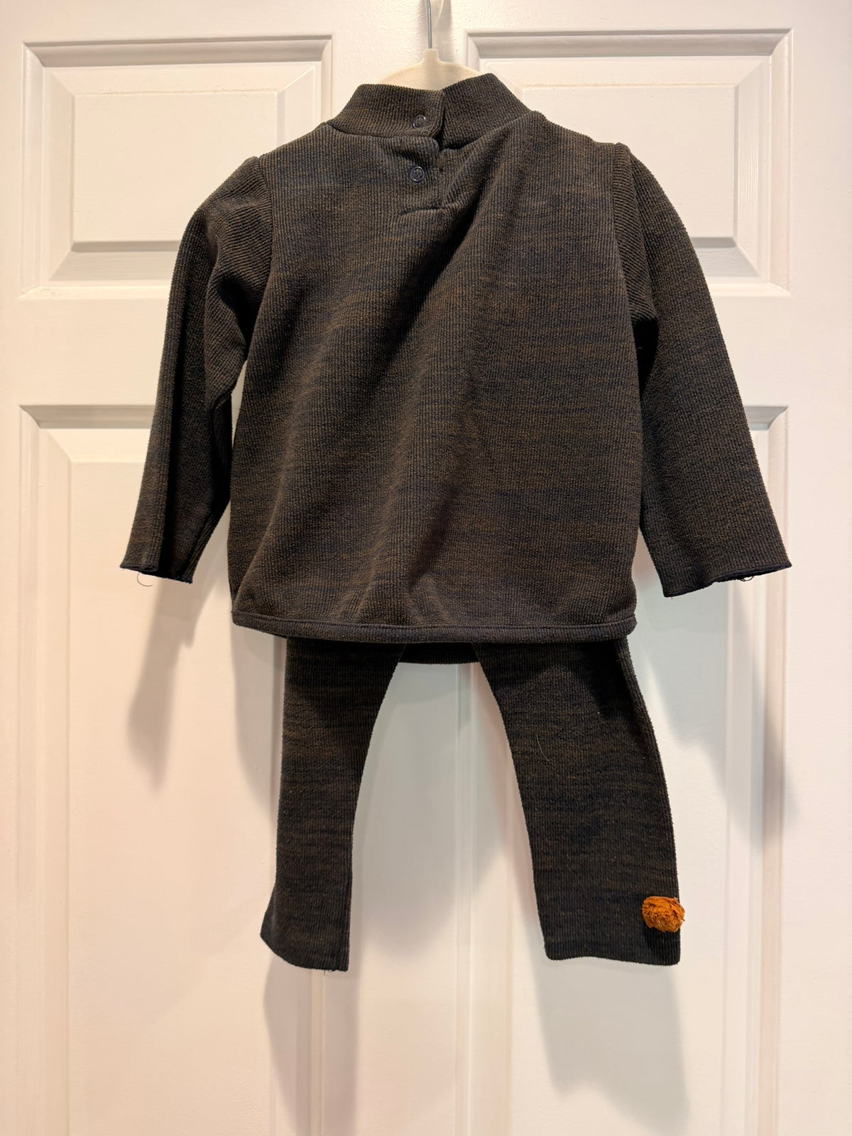 #85 Zara Baby Navy & Brown Pom Pom Sweater Set, Girls 18-24m