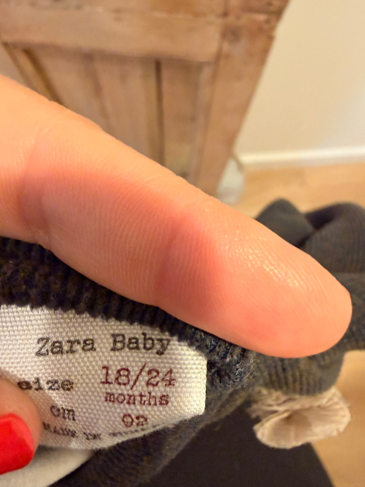 #85 Zara Baby Navy & Brown Pom Pom Sweater Set, Girls 18-24m