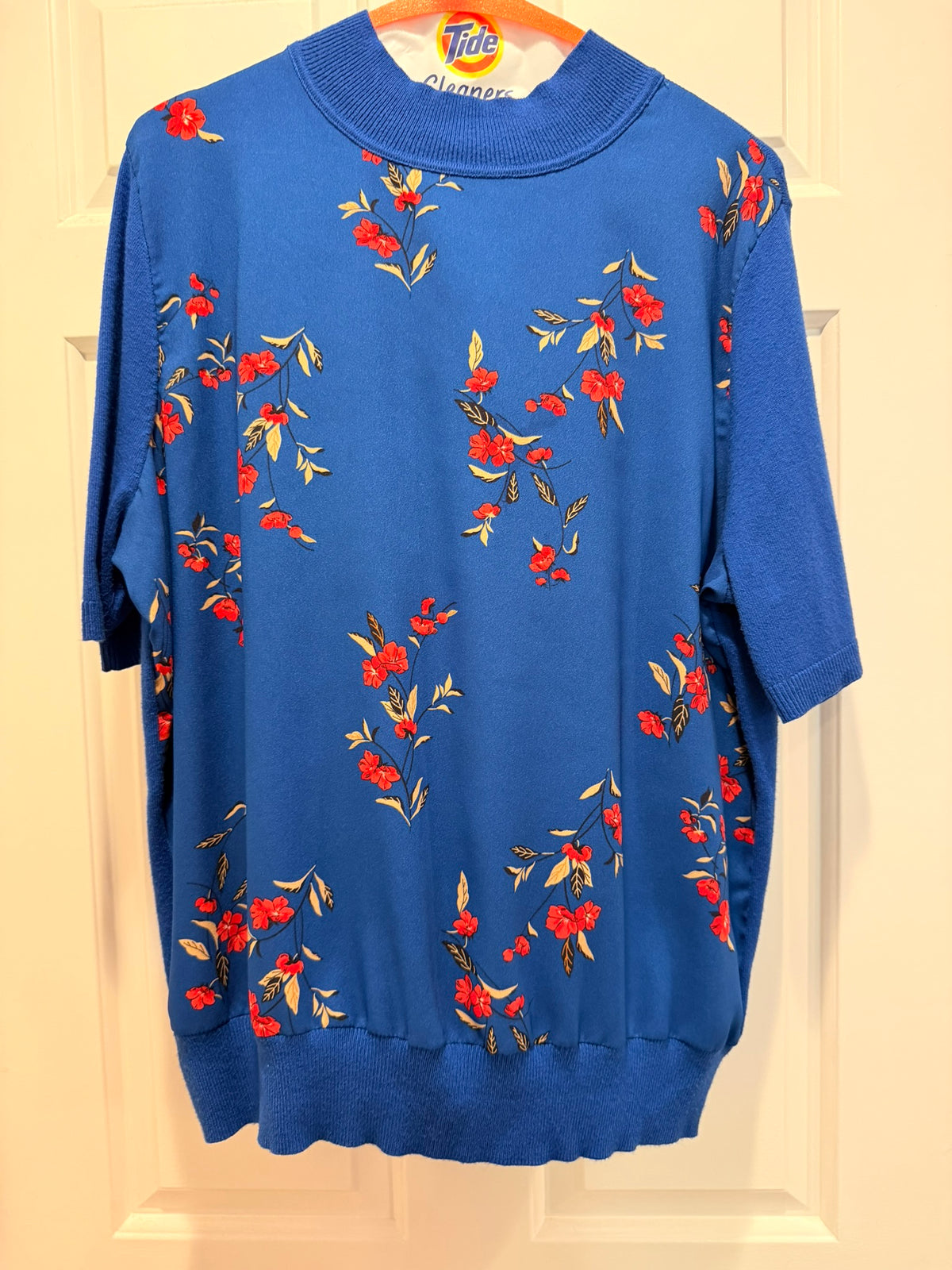 #85 Ann Taylor Blue Silk Mock Neck Sweater, Women's XL