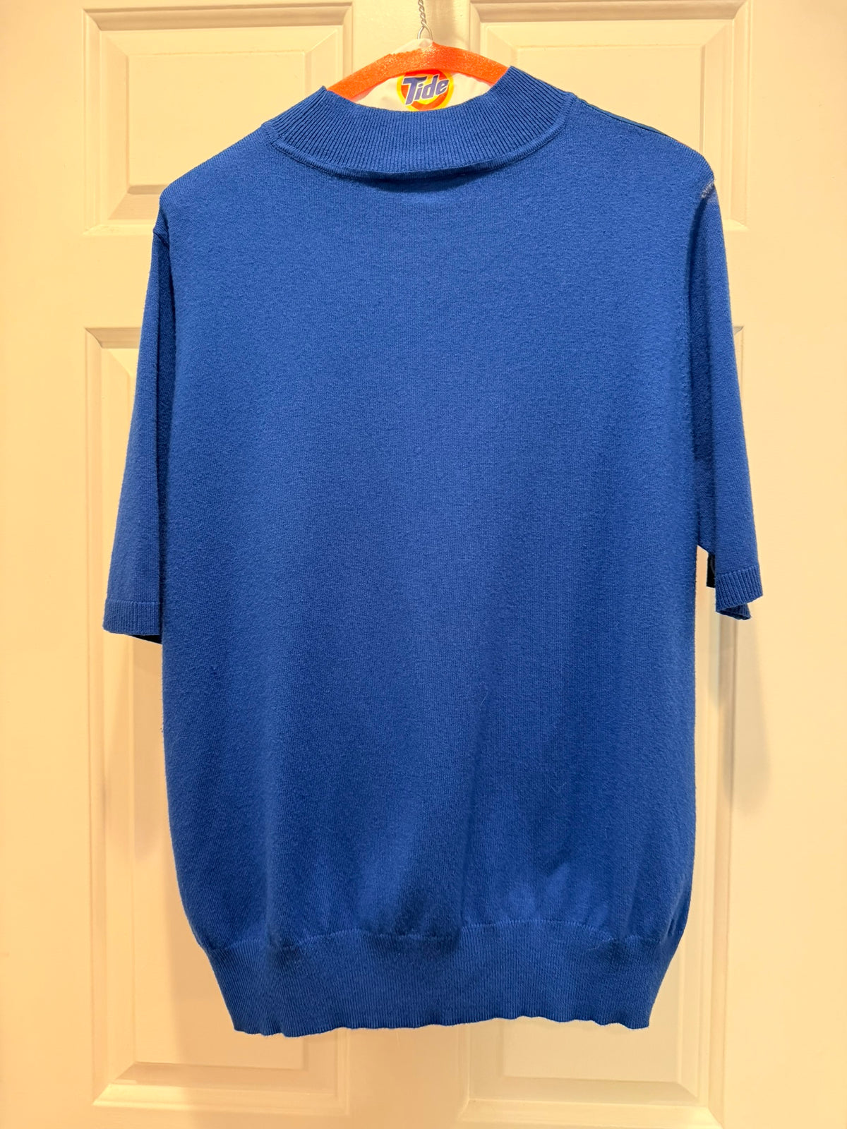#85 Ann Taylor Blue Silk Mock Neck Sweater, Women's XL