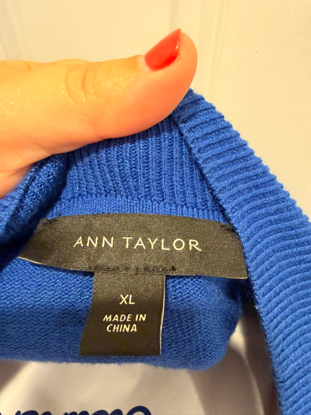 #85 Ann Taylor Blue Silk Mock Neck Sweater, Women's XL
