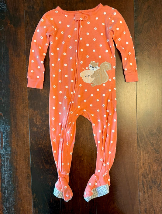 #28 Carters Squirrel Footie Pajama - Girls 18 Months