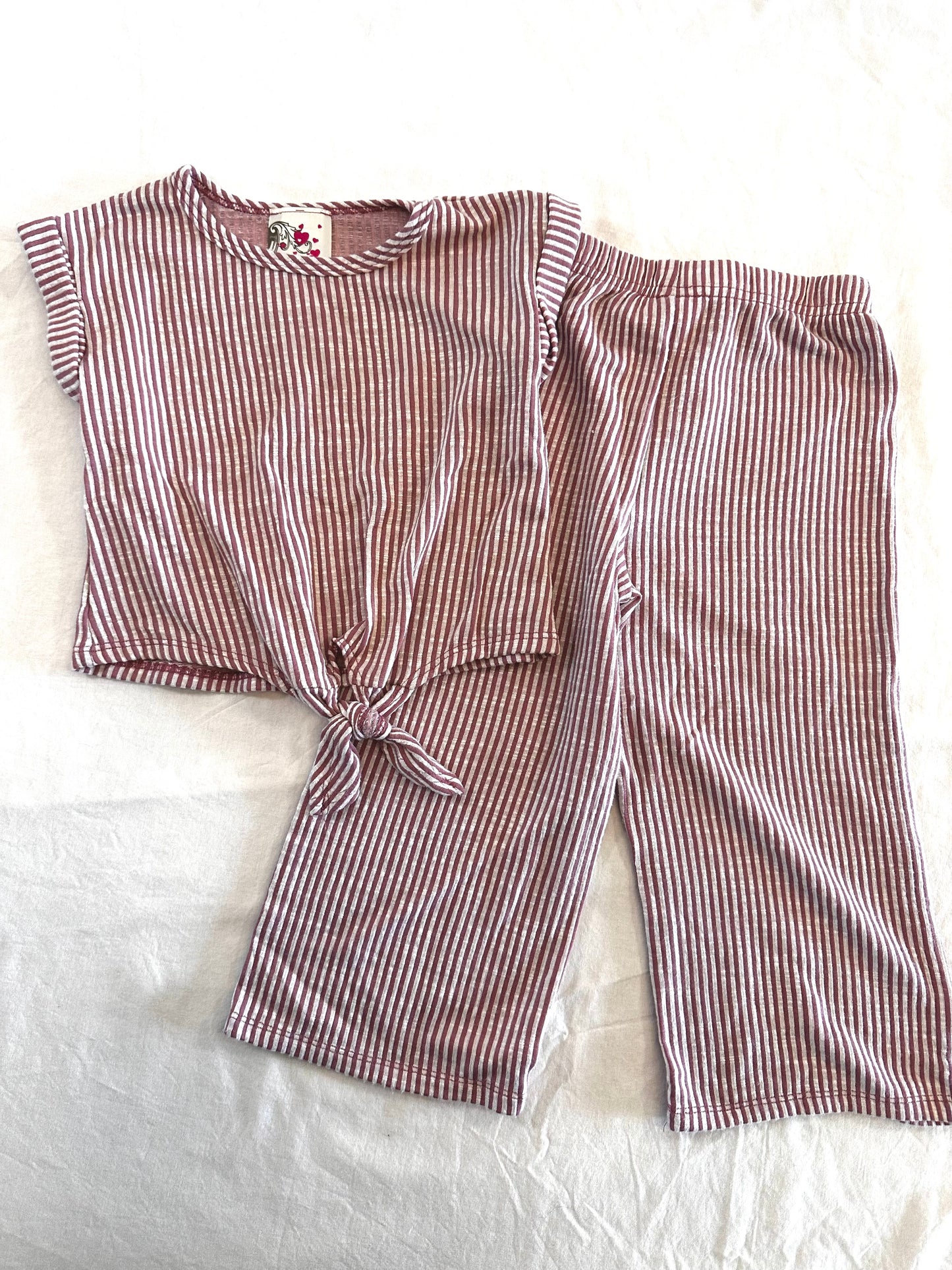 #30 Mauve Striped Cotton Set - New - 4T