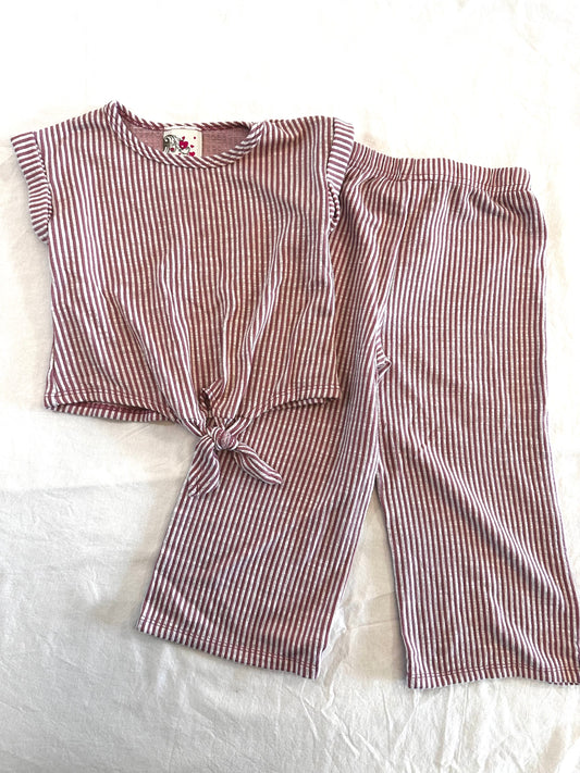 #30 Mauve Striped Cotton Set - New - 4T