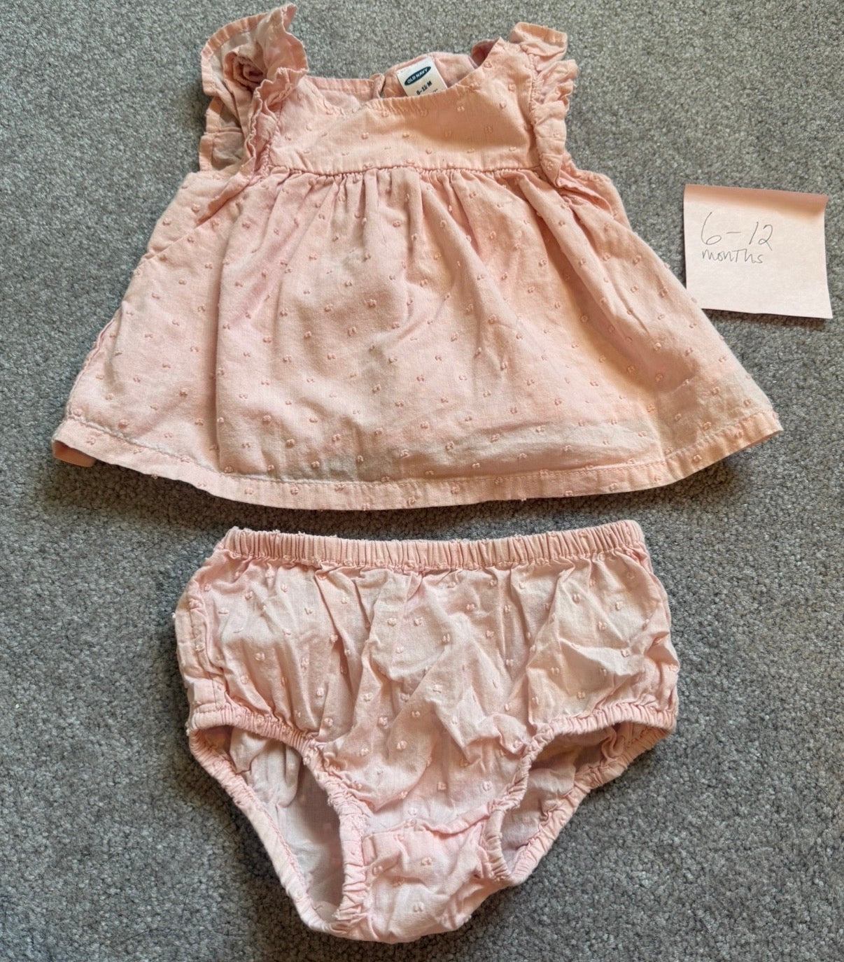 #116 Old Navy pink two piece outfit girls 6-12 months