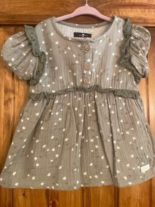 #177 7 for All Mankind Girls Green Shirt 4T