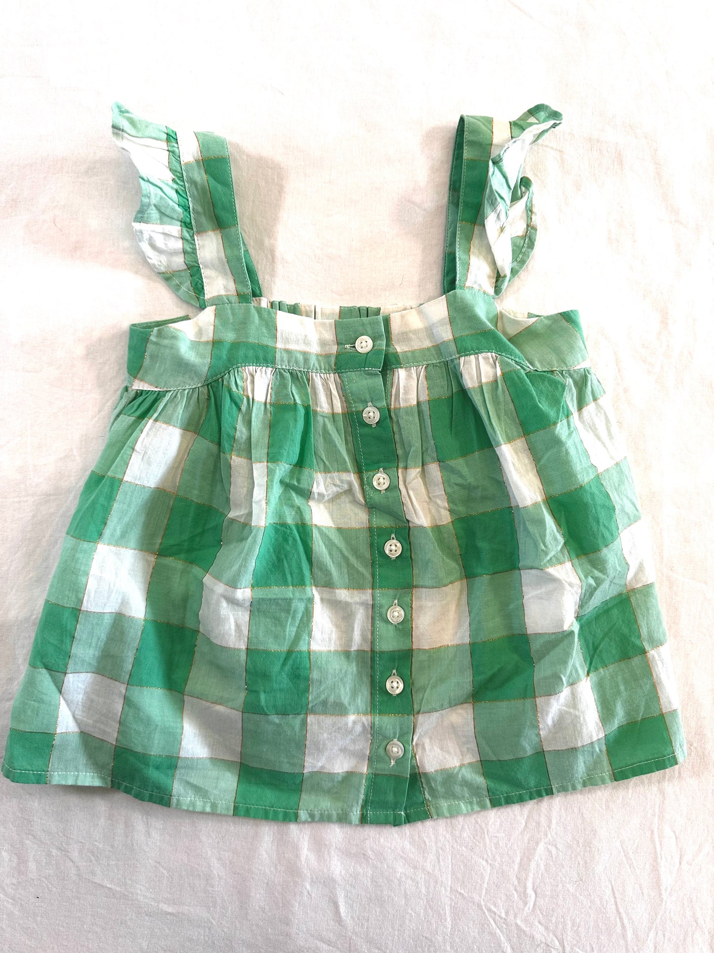 #30 Green Plaid Gap Top - New - 4Y