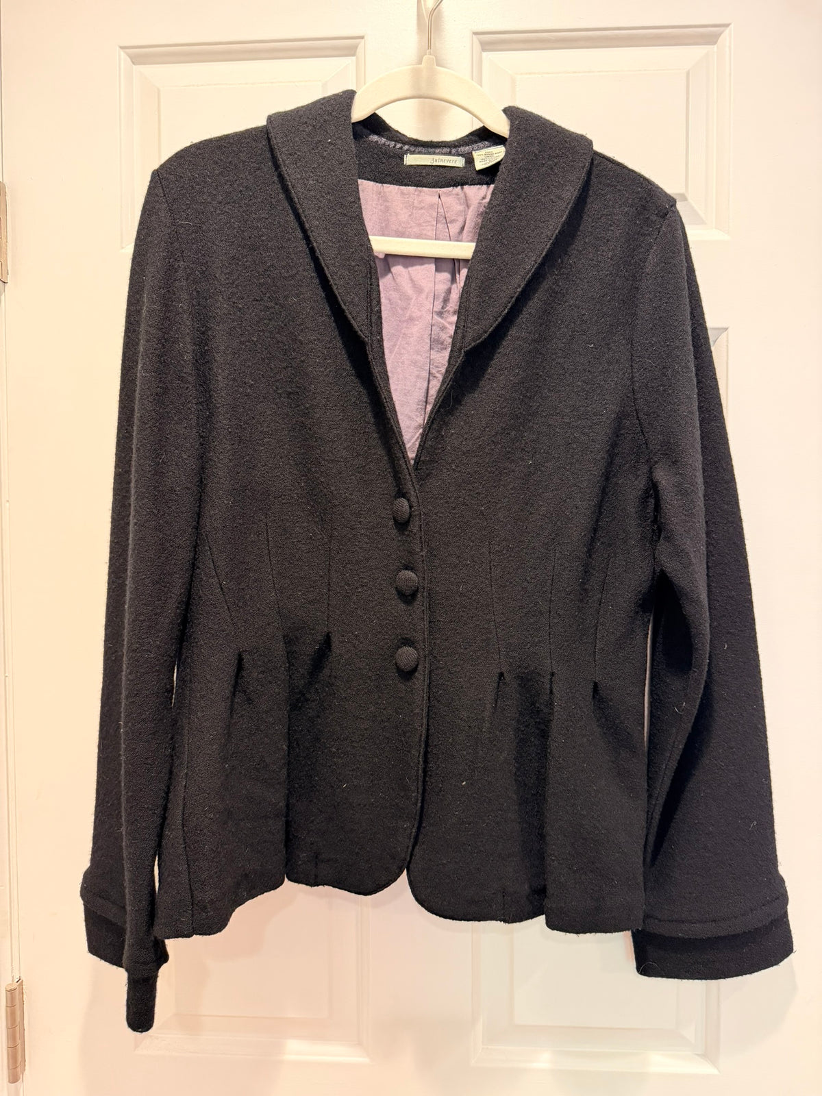 #85 Guinevere Anthropologie Black Wool Blazer, Women's XL