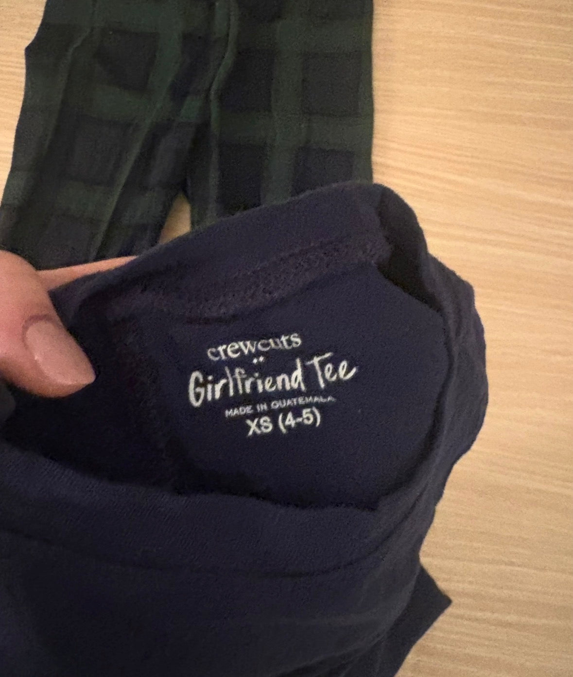 Seller 196 Navy and Green Girls Holiday Plaid Legging and Top outfit 4T
