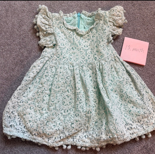 #116 lace dress mint green girls 12 months