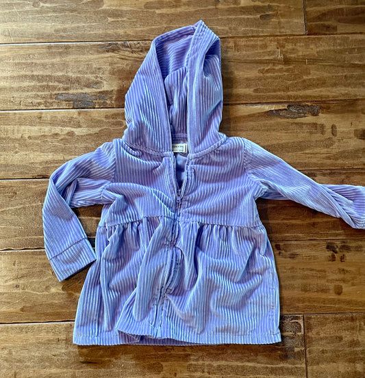 #199 REDUCED girls Monica and Andy purple peplum zipper sweatshirt size 2T EUC