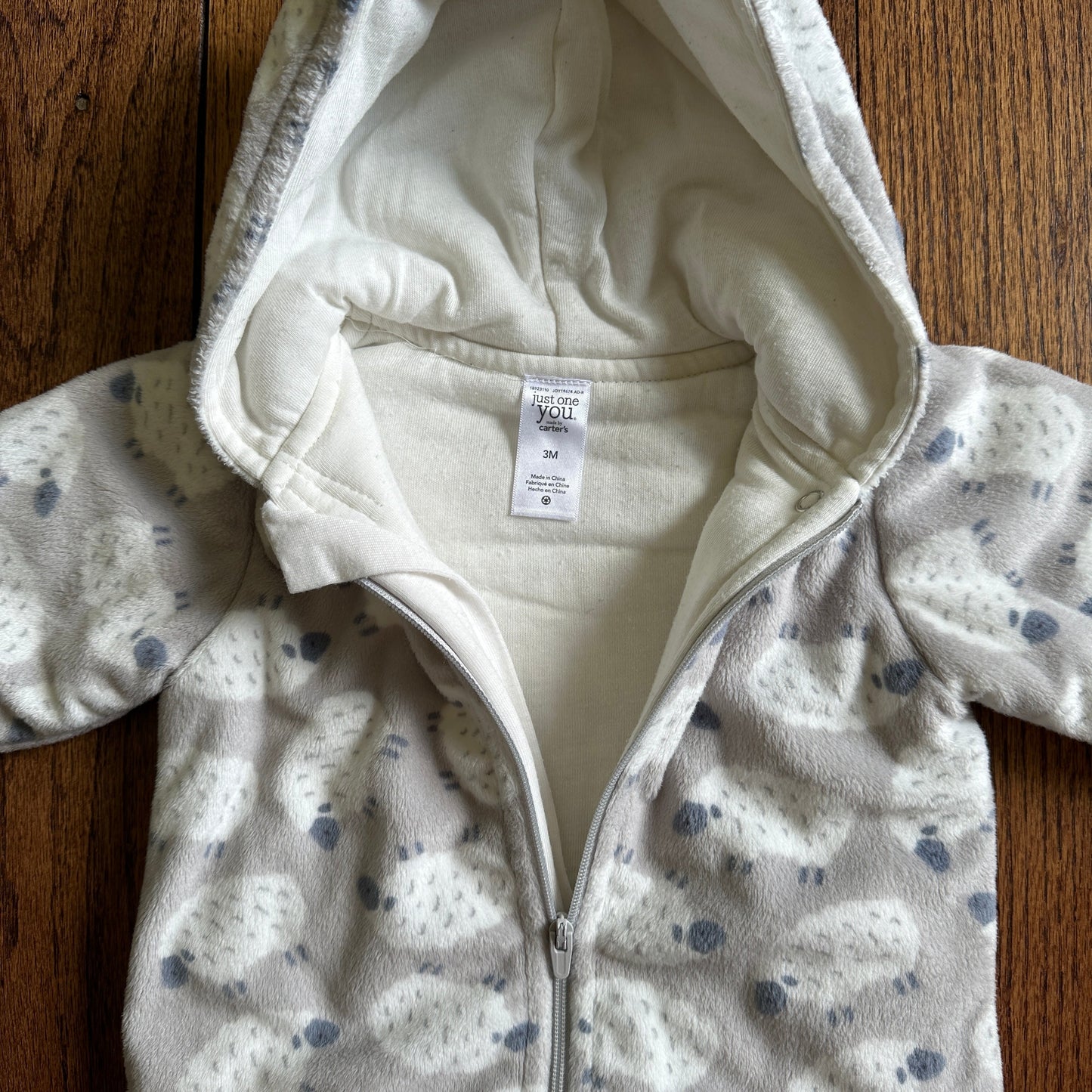 #95 EUC Carter's Just One You Sheep Fleece Bunting, size 3 months