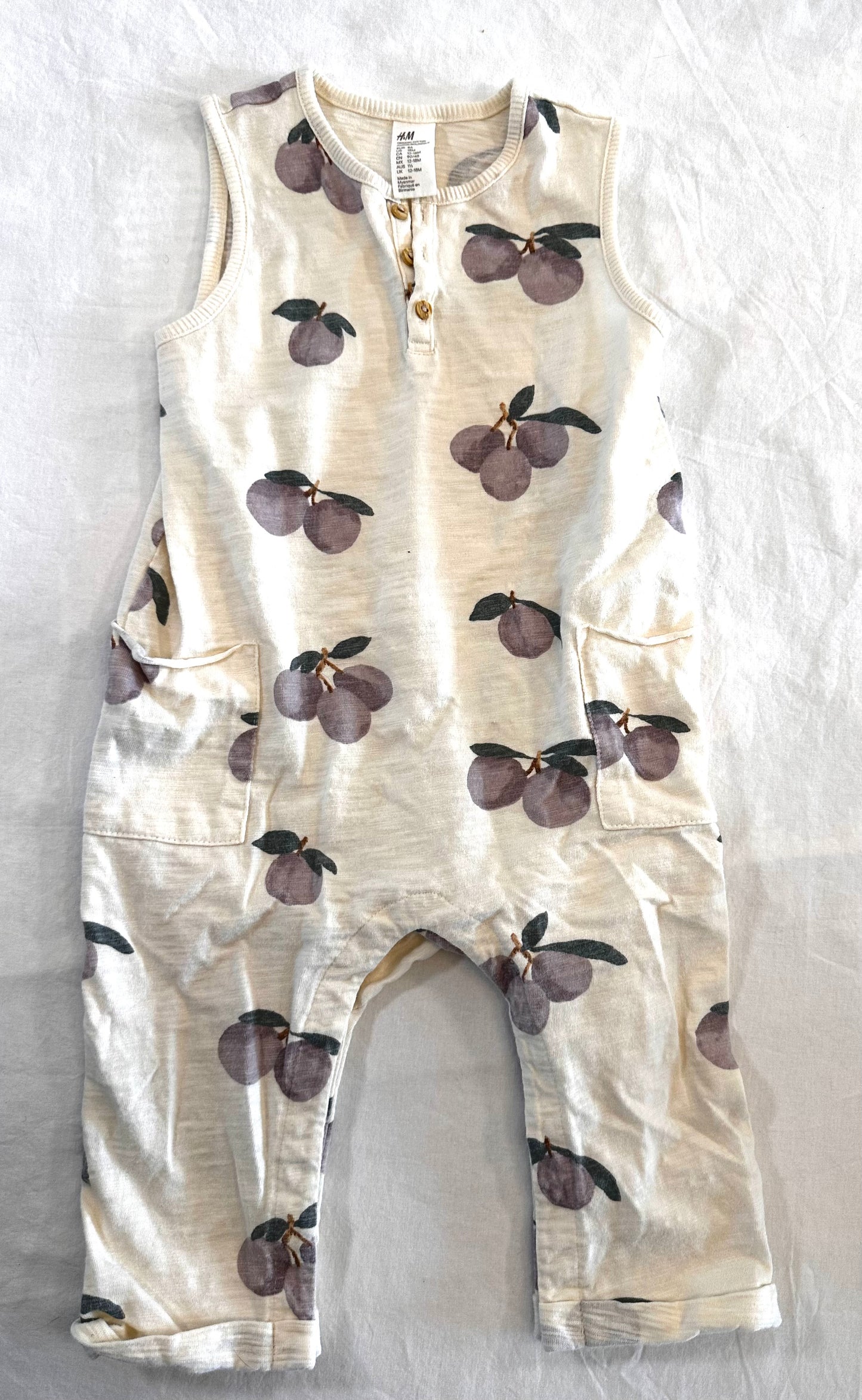 #30 H&M Light Cotton Plum Jumpsuit - EUC - 18M
