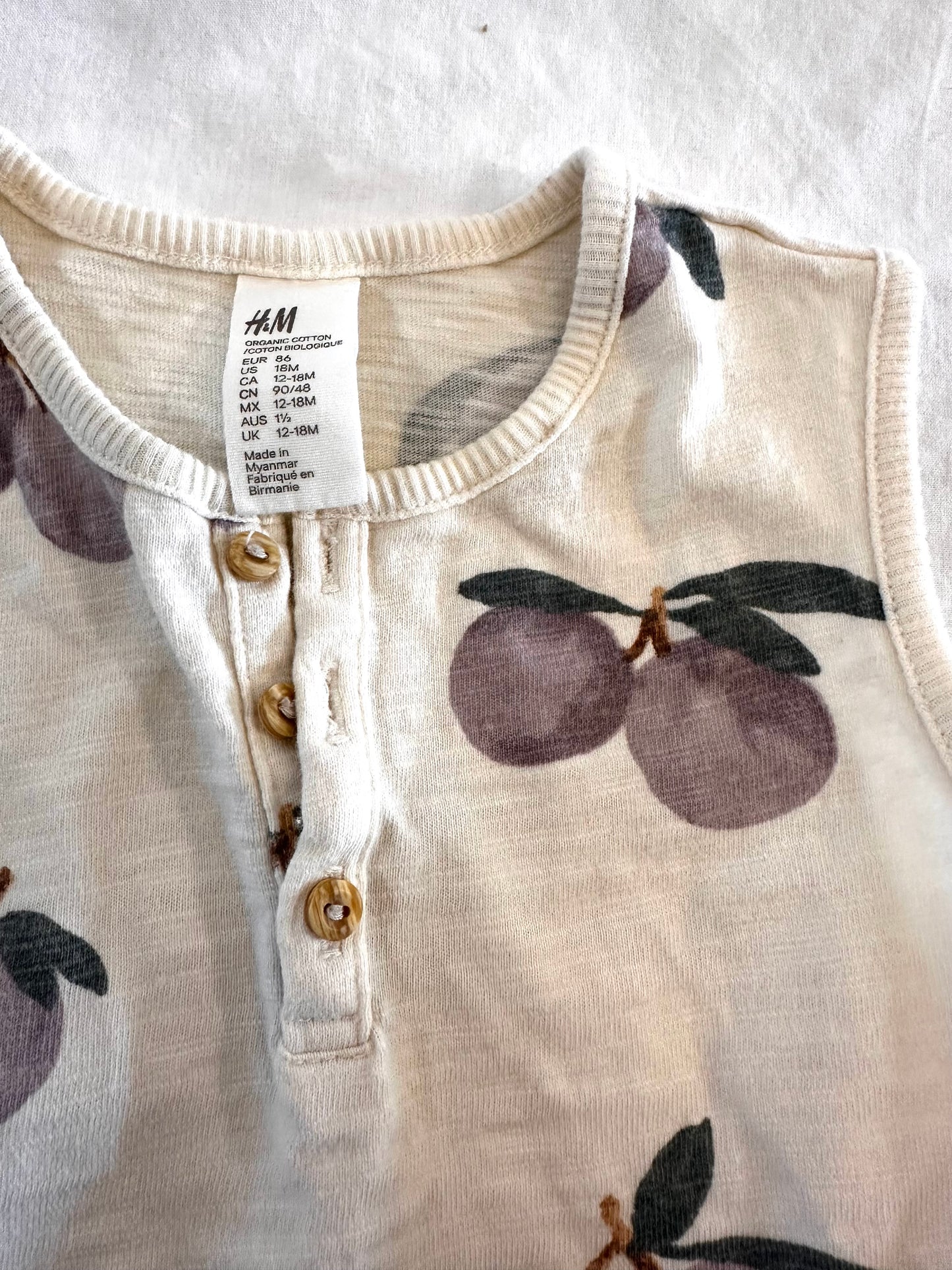 #30 H&M Light Cotton Plum Jumpsuit - EUC - 18M