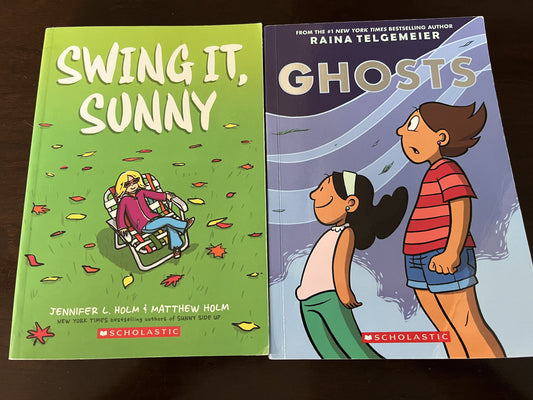 #124 Set of 2 Graphic Novels - Ghosts & Swing It, Sunny