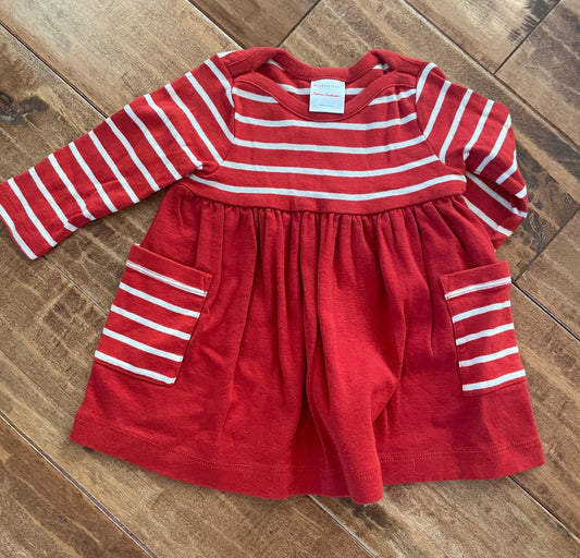 #199 REDUCED Girls Hanna Andersson red stripe dress size 6-12 months GUC