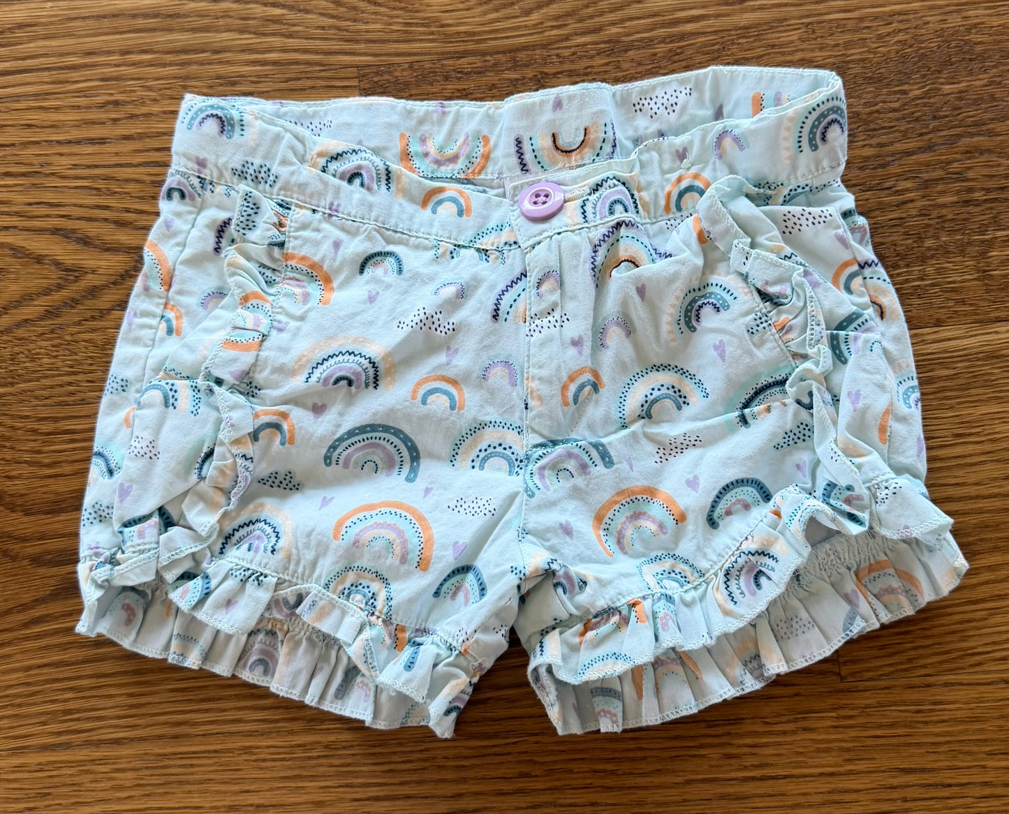 52 - Girls 4T Ruffle Butts Rainbow Shorts