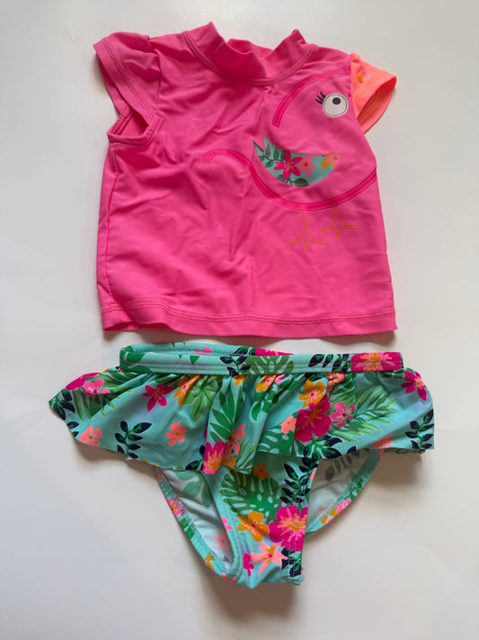 REDUCED #116 Koala Kids floral and toucan swimsuit girls 9 months
