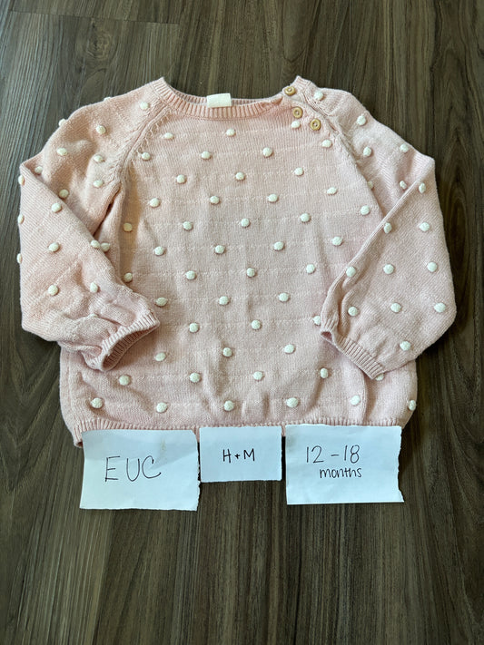 #138 - 12-18 Mo - EUC H&M - Pink Dot Sweater - PU 45236