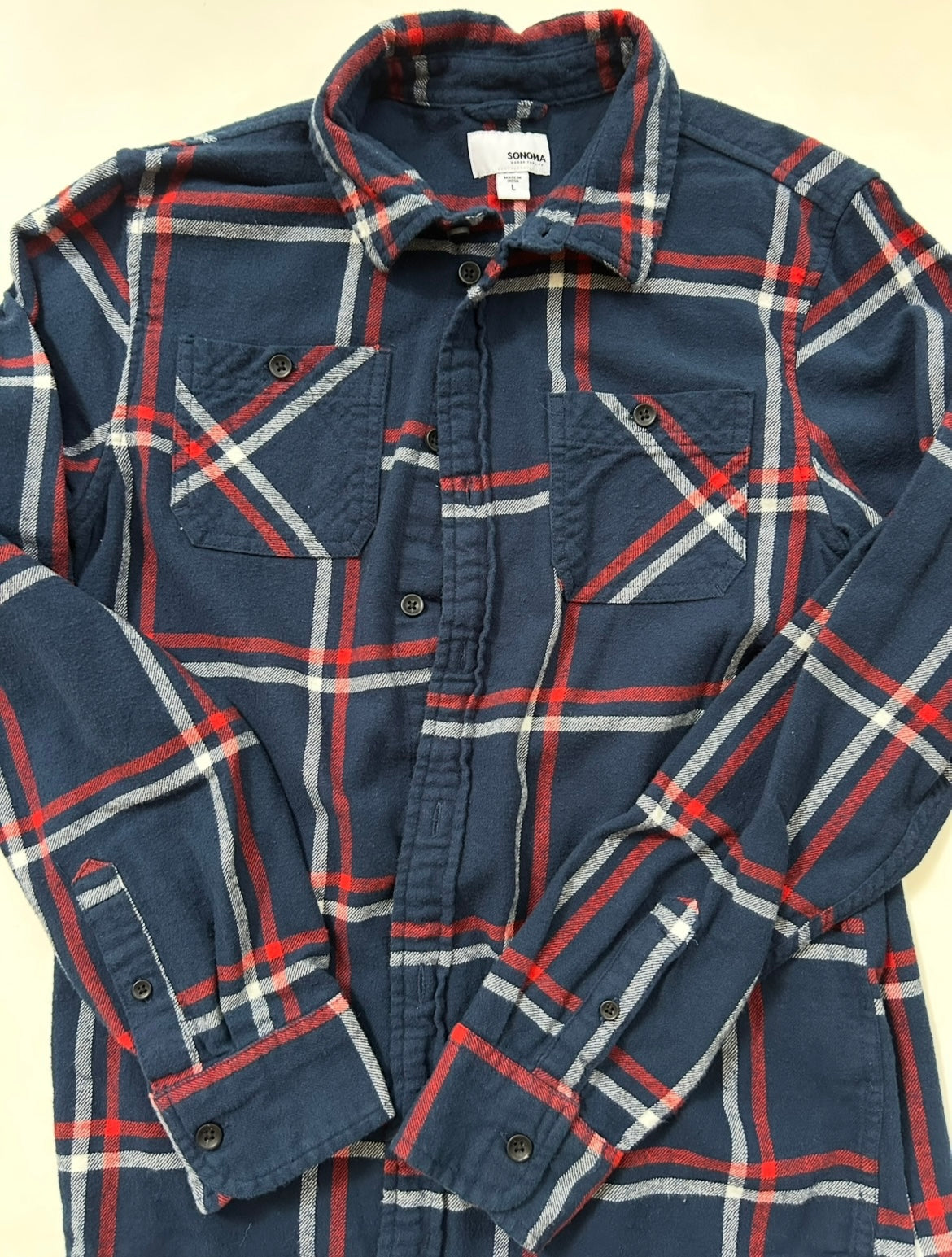 #200 Boys Youth Large Sonoma fleece plaid shirt