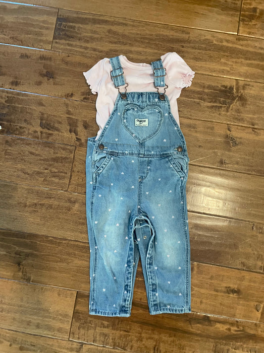 #199 REDUCED Girls Osh Kosh and GAP overalls and shirt size 12-18 months EUC
