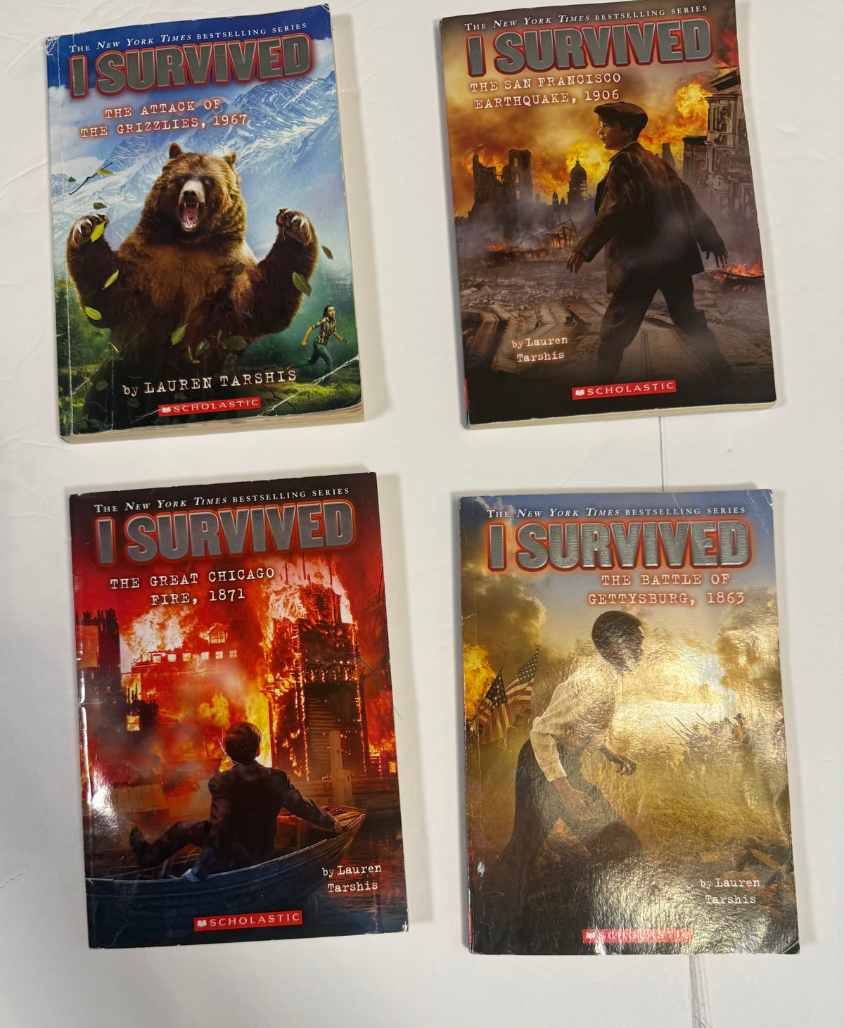 #141 Set of I survived novels -San Fran earthquake, grizzlies, Gettysburg, and great Chicago fire