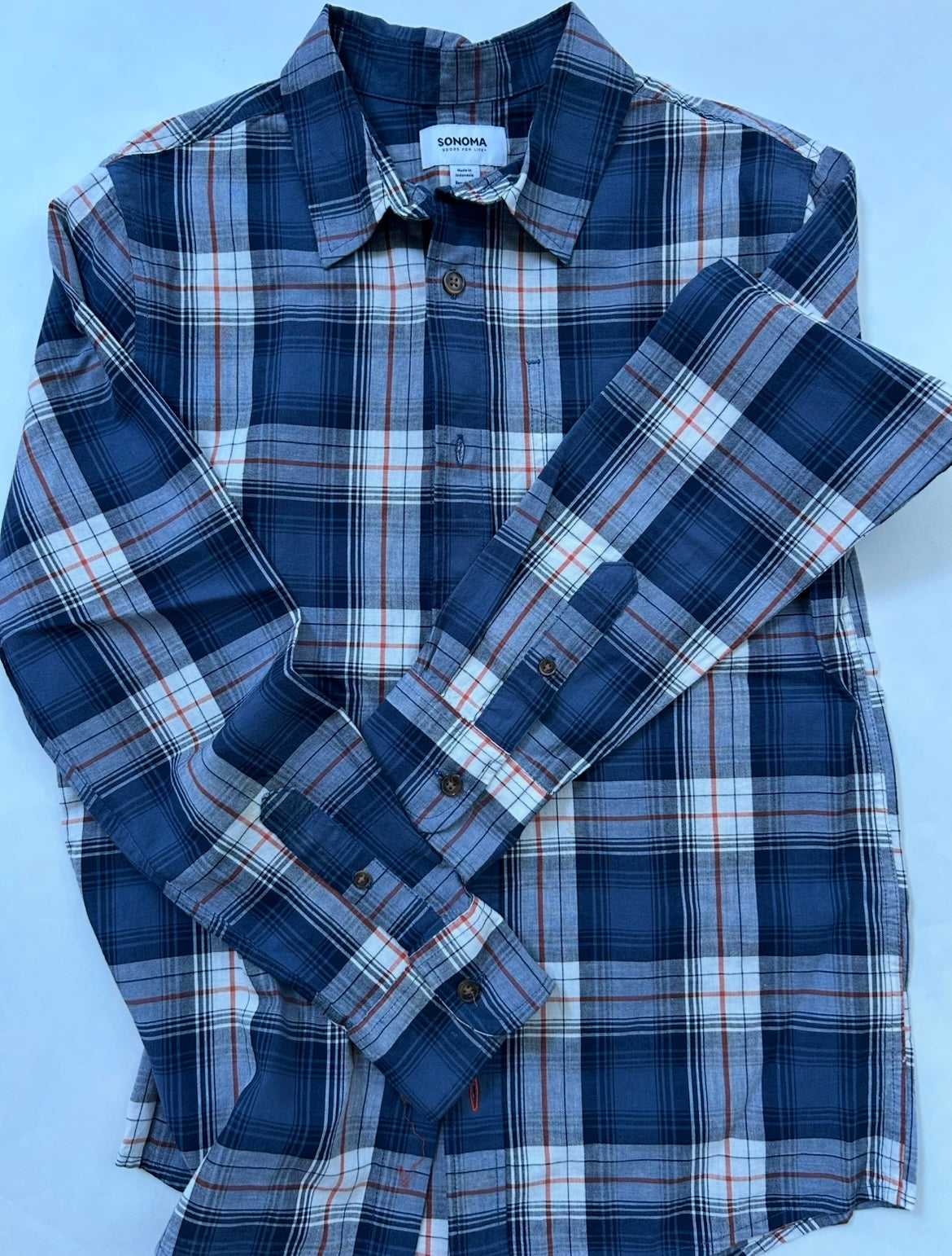 #200 Boys Size Youth Medium Sonoma plaid button down