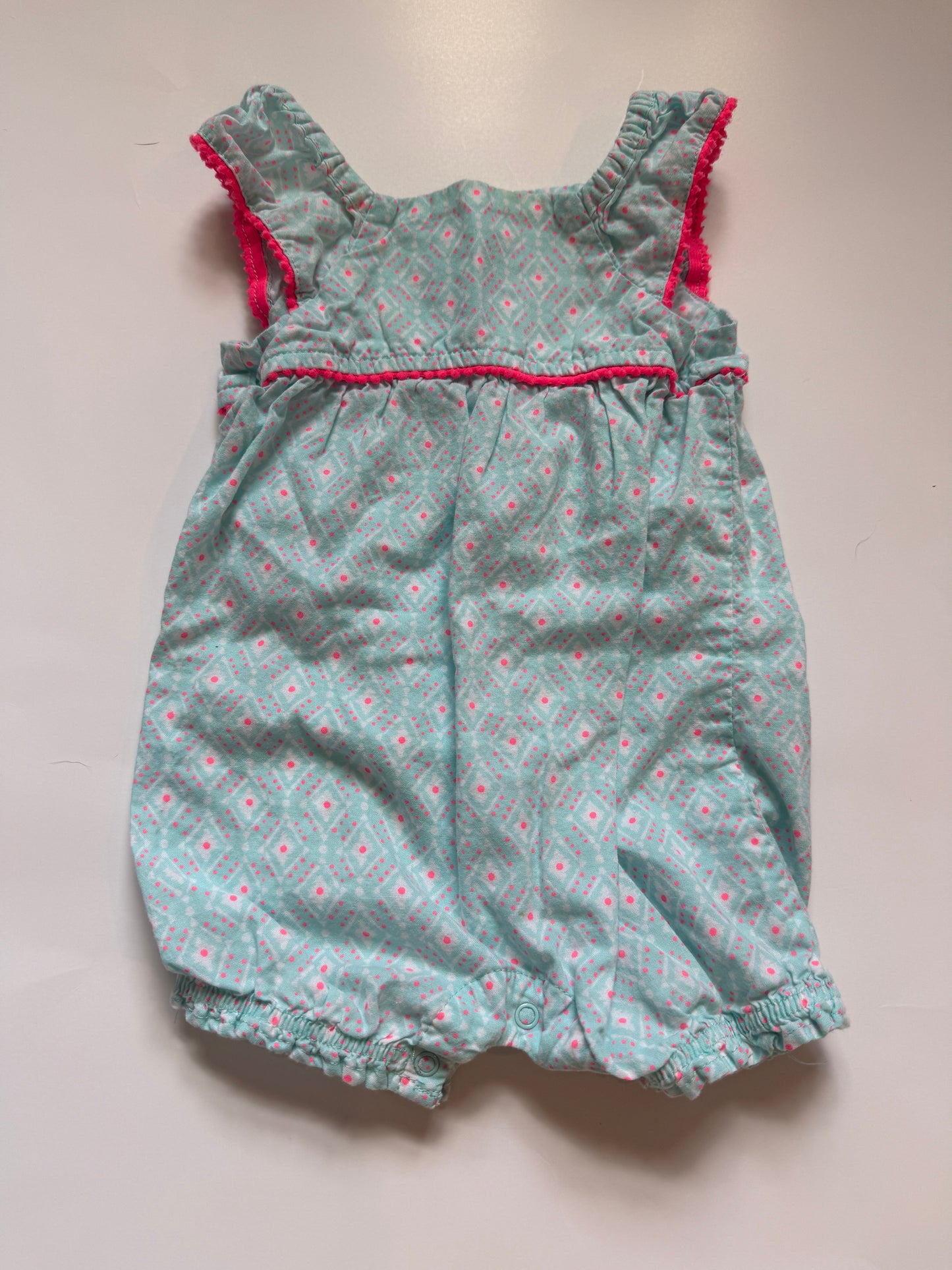 #116 Cherokee blue and pink romper girls 6-9 months