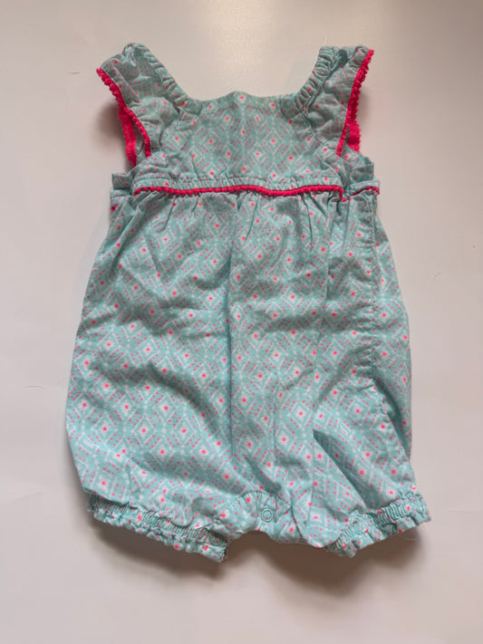 #116 Cherokee blue and pink romper girls 6-9 months