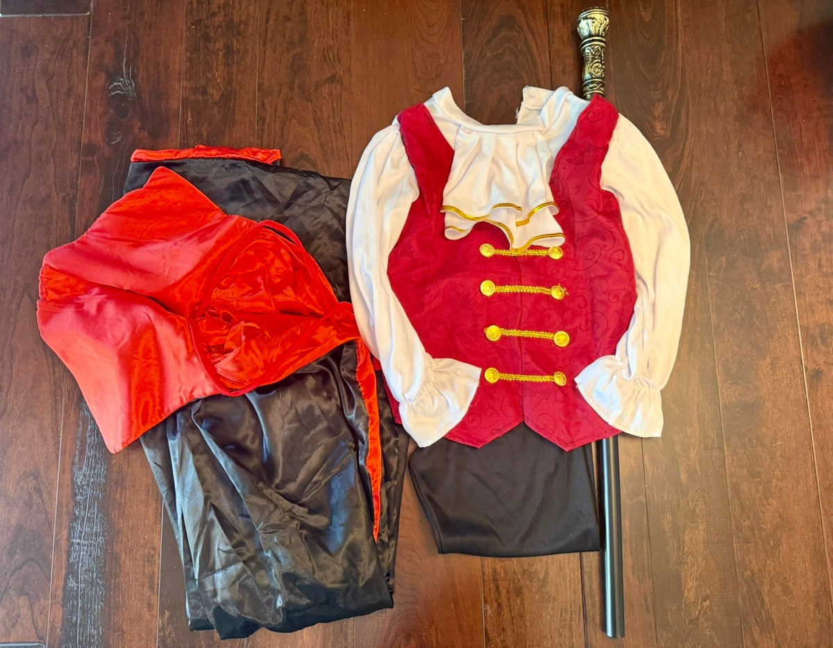 #28 Vampire Costume w/ Cape & Cane - Kids Medium