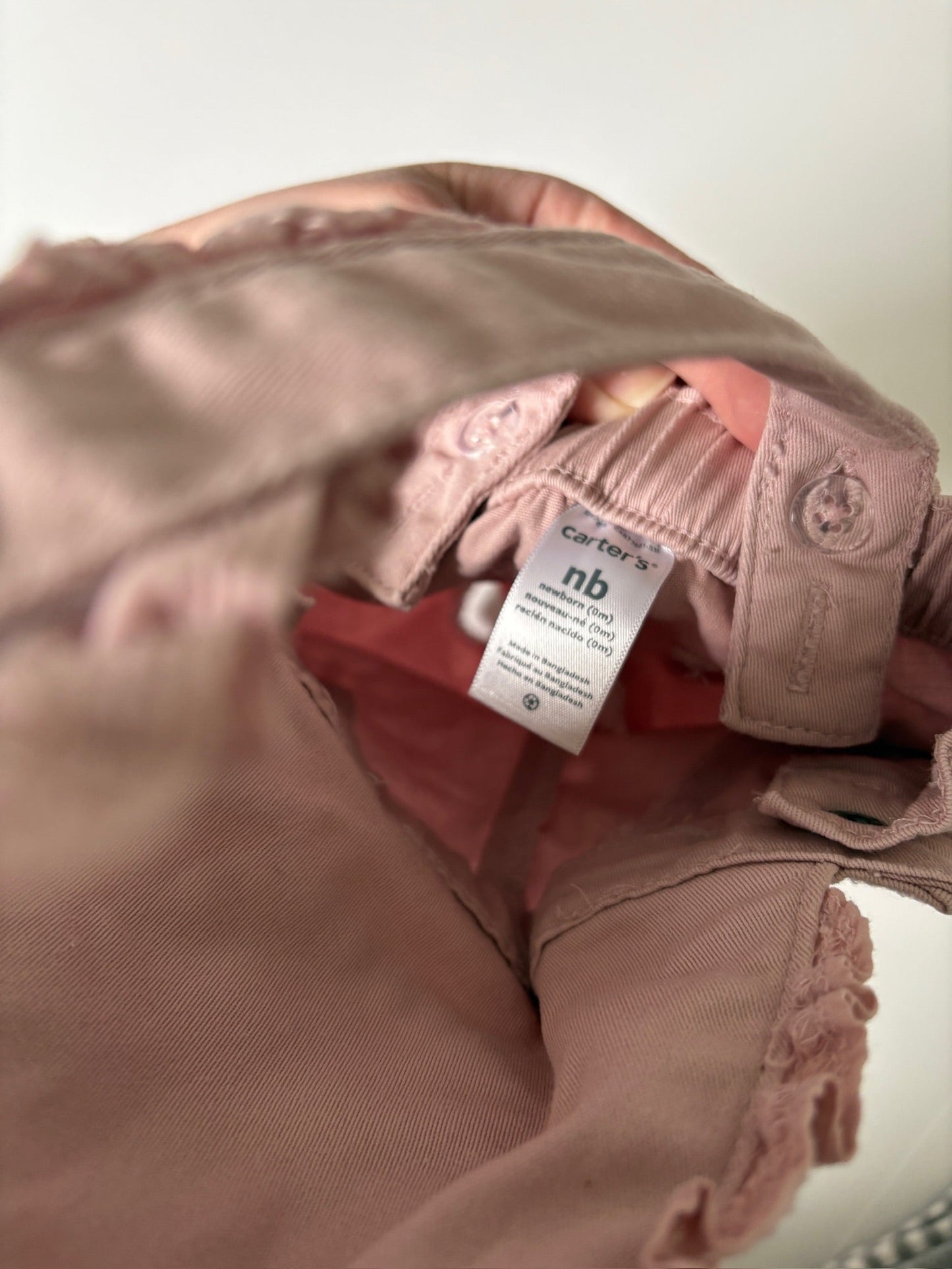 Seller #105 - NB Girls Carter's Light Pink Ruffle Overalls