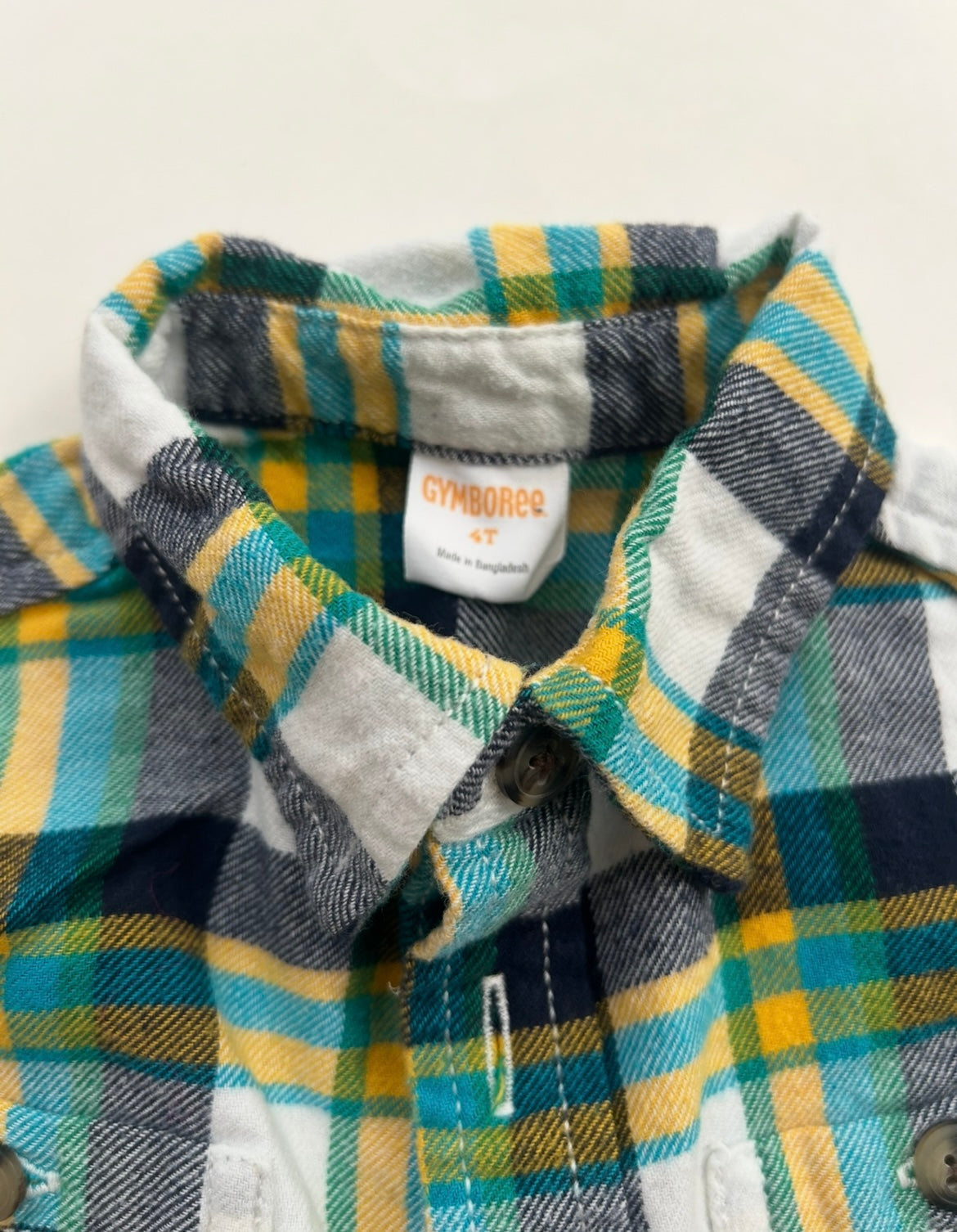 #200 Boys 4T Gymboree green long sleeve plaid shirt