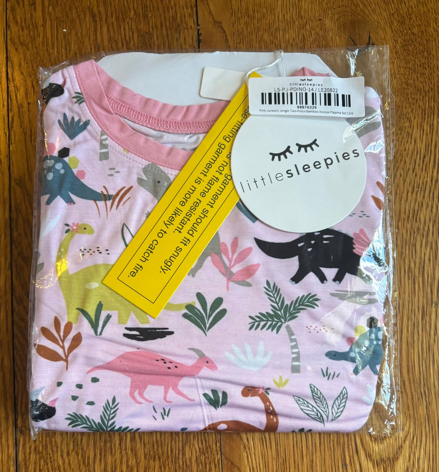 Seller 98 Girls 5/6 Little Sleepies Pink Jurassic Jungle Bamboo Pajamas New with Tags