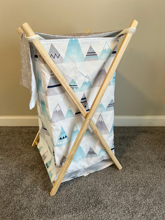 Baby Laundry Hamper - Sweet Jojo Designs - Navy Blue, Aqua and Grey Aztec Mountains