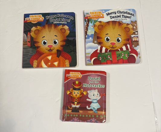 #141 Daniel Tiger Holiday Bundle / 2 Lift the flap Halloween and Merry Christmas and 1 board book Nutcracker