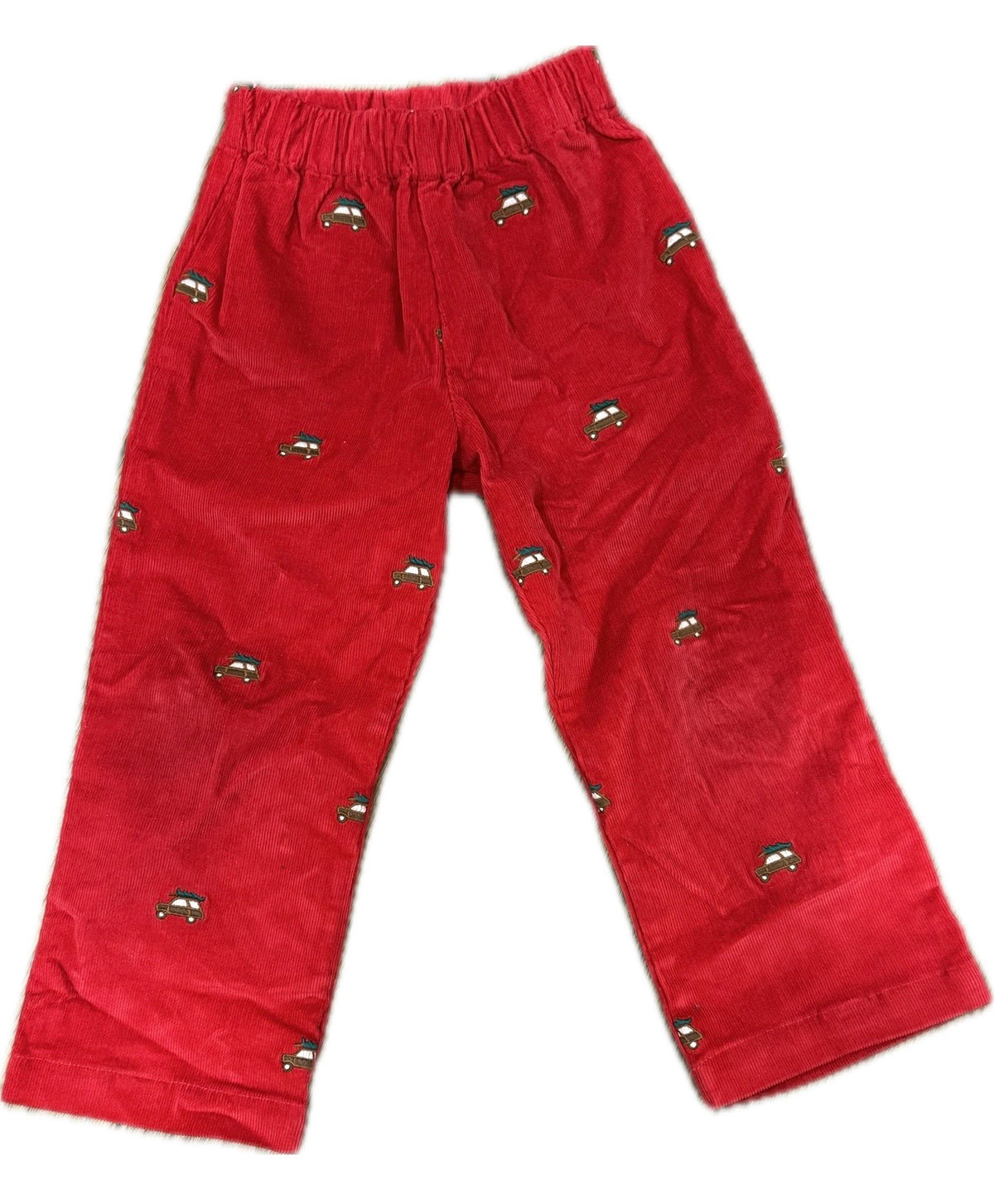 Seller #29 Classic Prep Boys 4T Red Corduroy Pants with Holiday Cars and Trees