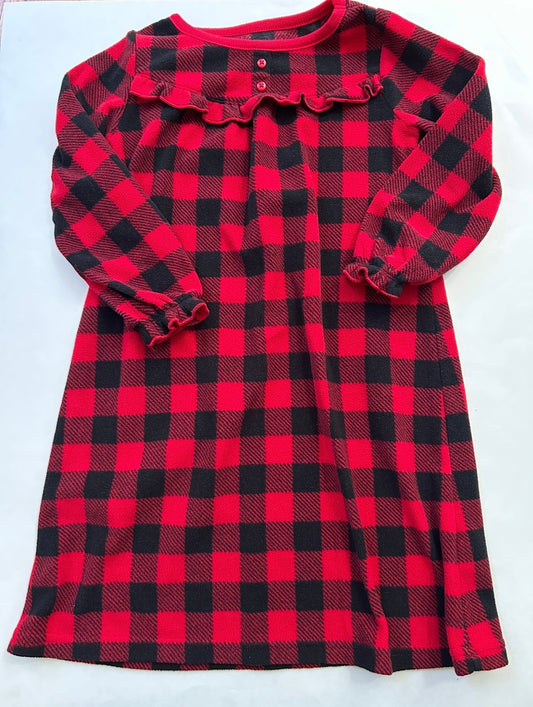 #200 Girls size 4T fleece holiday red/black nightgown